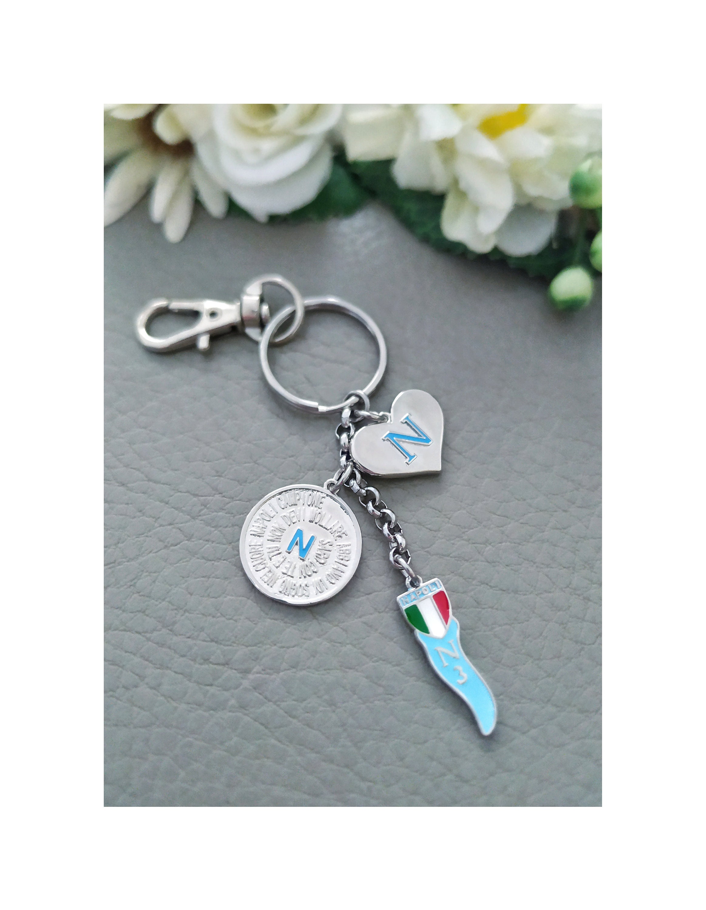 Porte-clés Porte-bonheur Corne Napolitaine En Acier Plaqué - Amulette Chance Et Protection - Cadeau Pour Femme, Fille, Amie