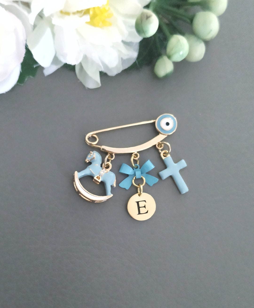Personalized Baby Pin, Gold Safety Pin, Baby Boy Gift, Cross Baby Pin ...