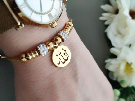 Buy Allah Bracelet Islamic Bracelet Arabic Bracelet Gold Allah Charm Allah  Sign Bracelet Allah Jewelry Men Bracelet Gift for Her Online in India - Etsy