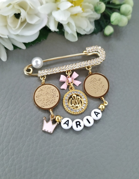 Quran Personalized Pin, Silver Gold Allah Pin Brooch, Child