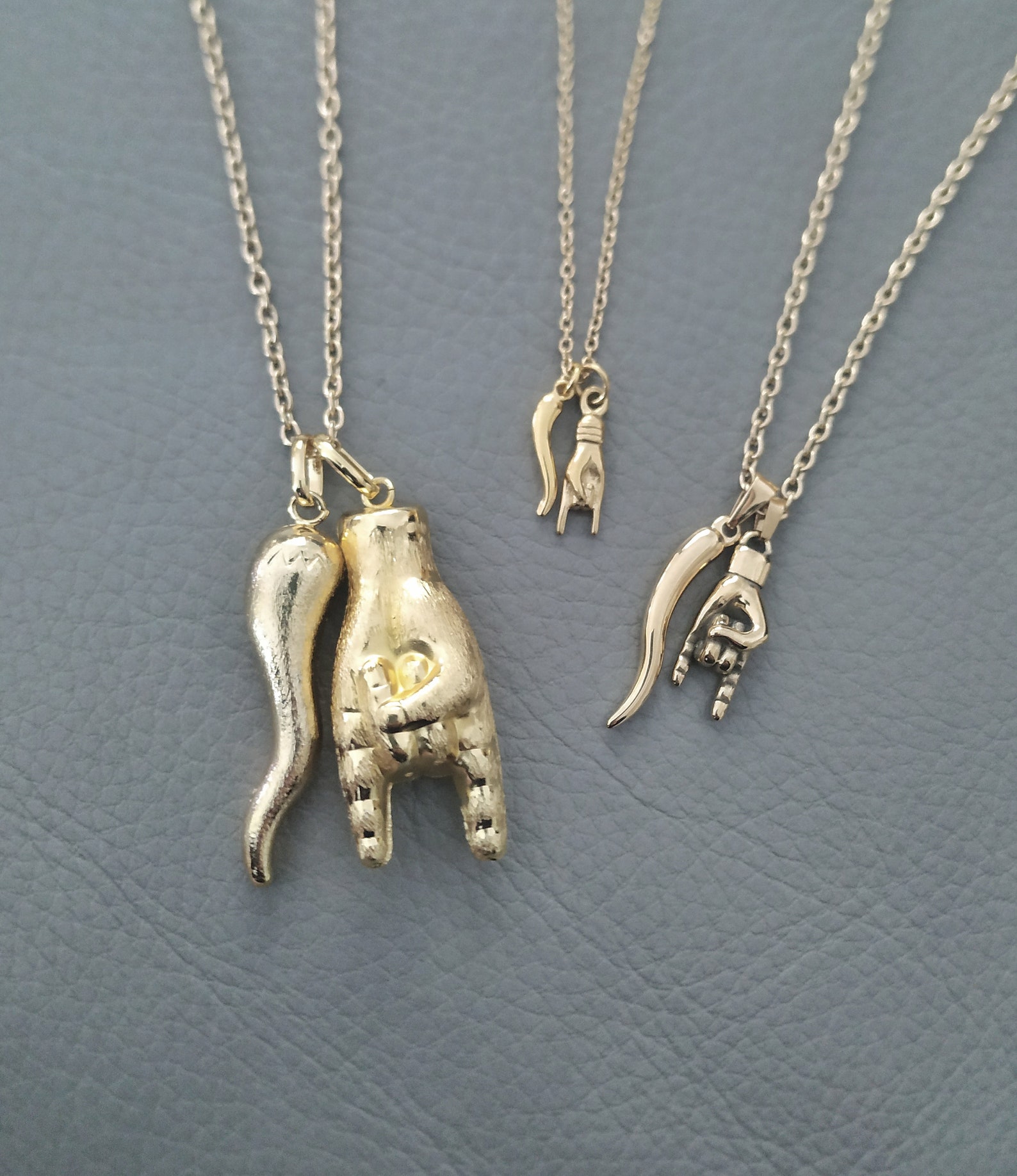 Extra Large Italian Horn Necklace Large Mano Cornuto Etsy