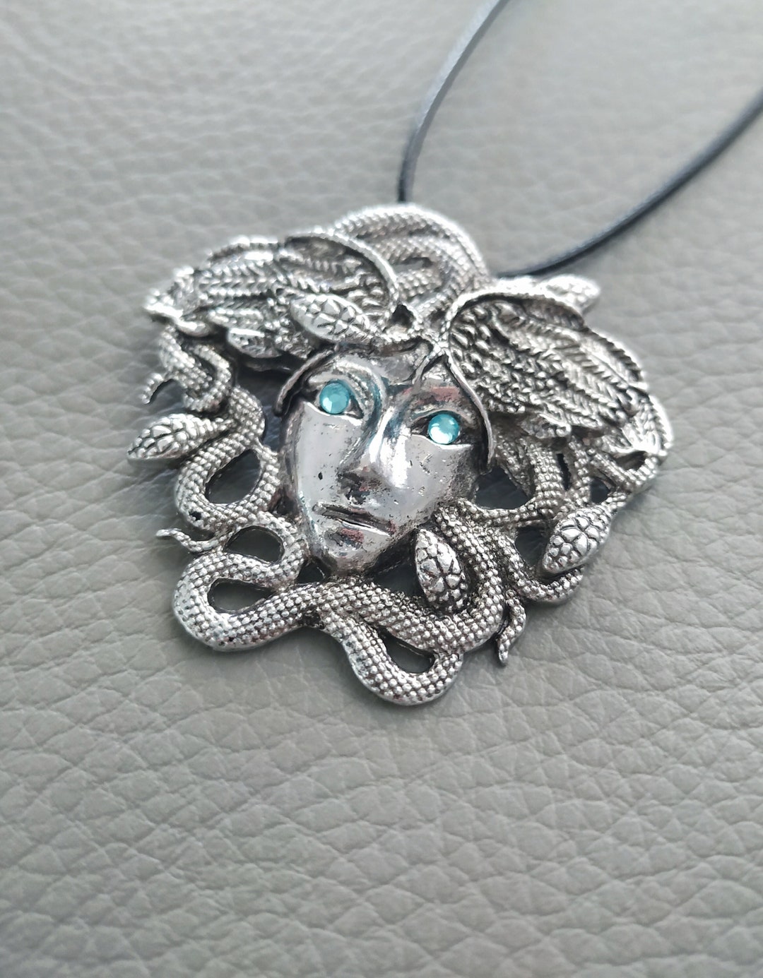 Oversized Medusa Necklace Golden Snakes Head Pendant Etsy