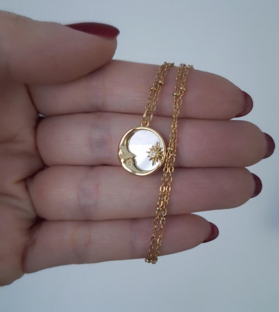 Moon Star Mirror Necklace, Evil Eye Protection, Hexenspiegel Spiritual Jewelry