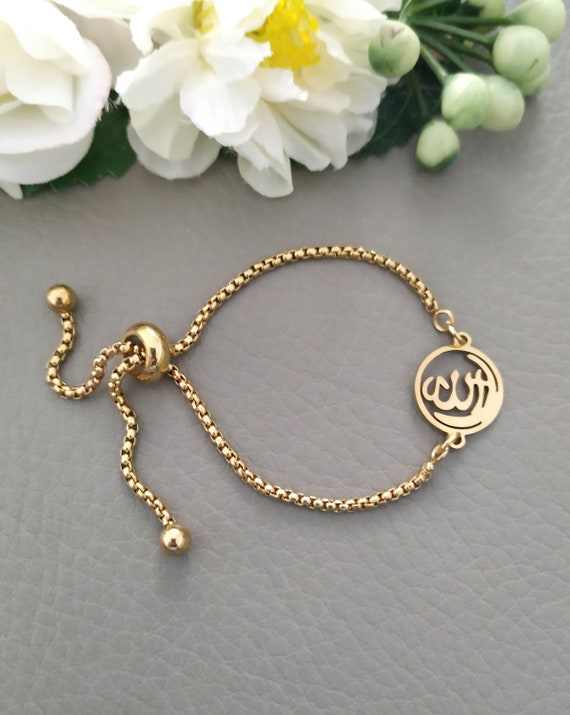 Allah name thick chained Car Hanging or Bracelet - Gold –  IslamicproductStore