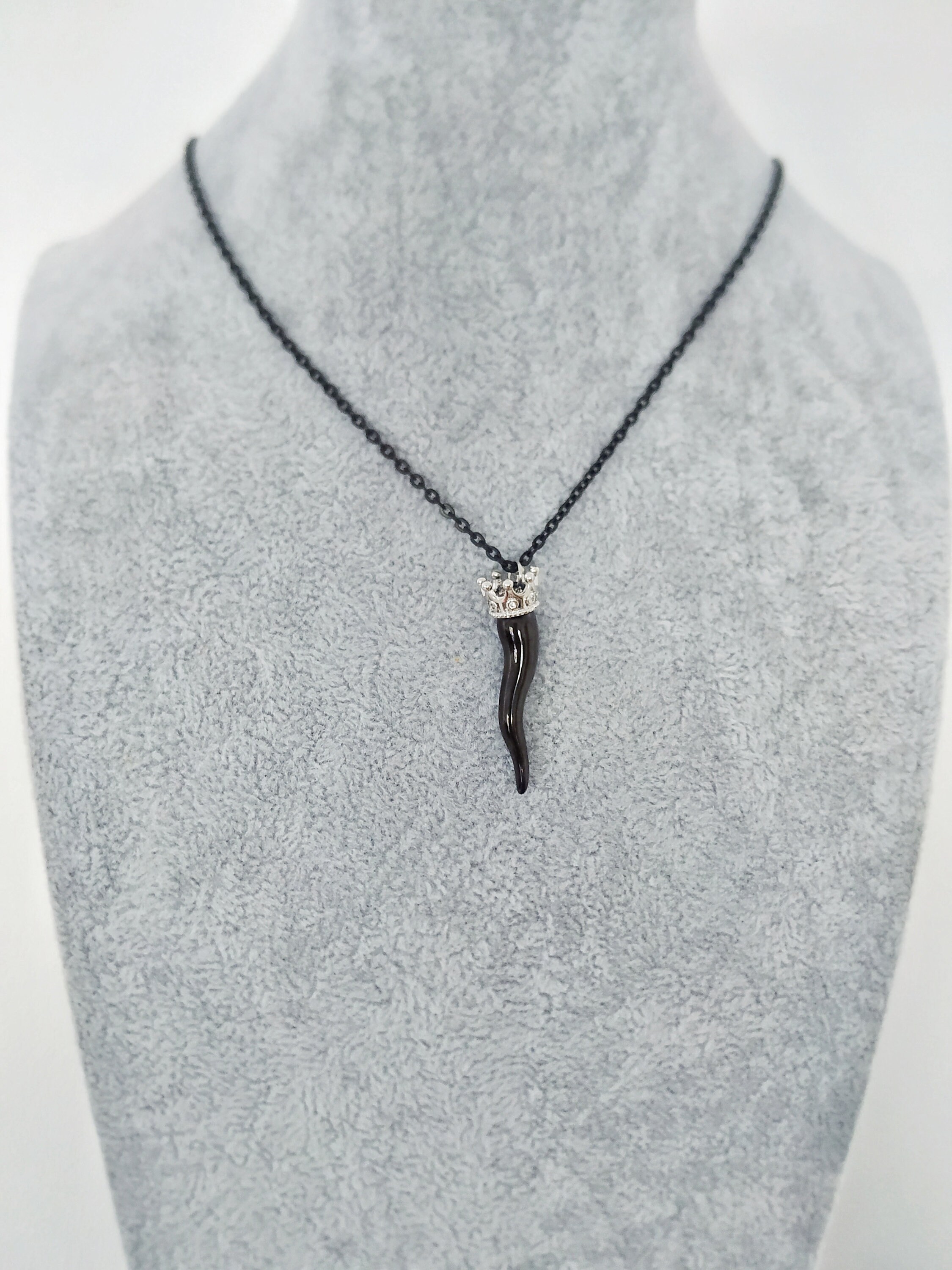 アクセサリー Dolce & Gabbana Corno Silver925 Necklace D&G Dolce & Gabbana Corno Silver Color Leather Necklace From Japan