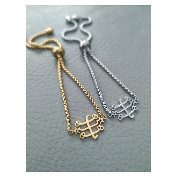 Bracelet bahá'í, pierre de bague en or symbole bahá'í, amulette de protection, cadeau pour femme