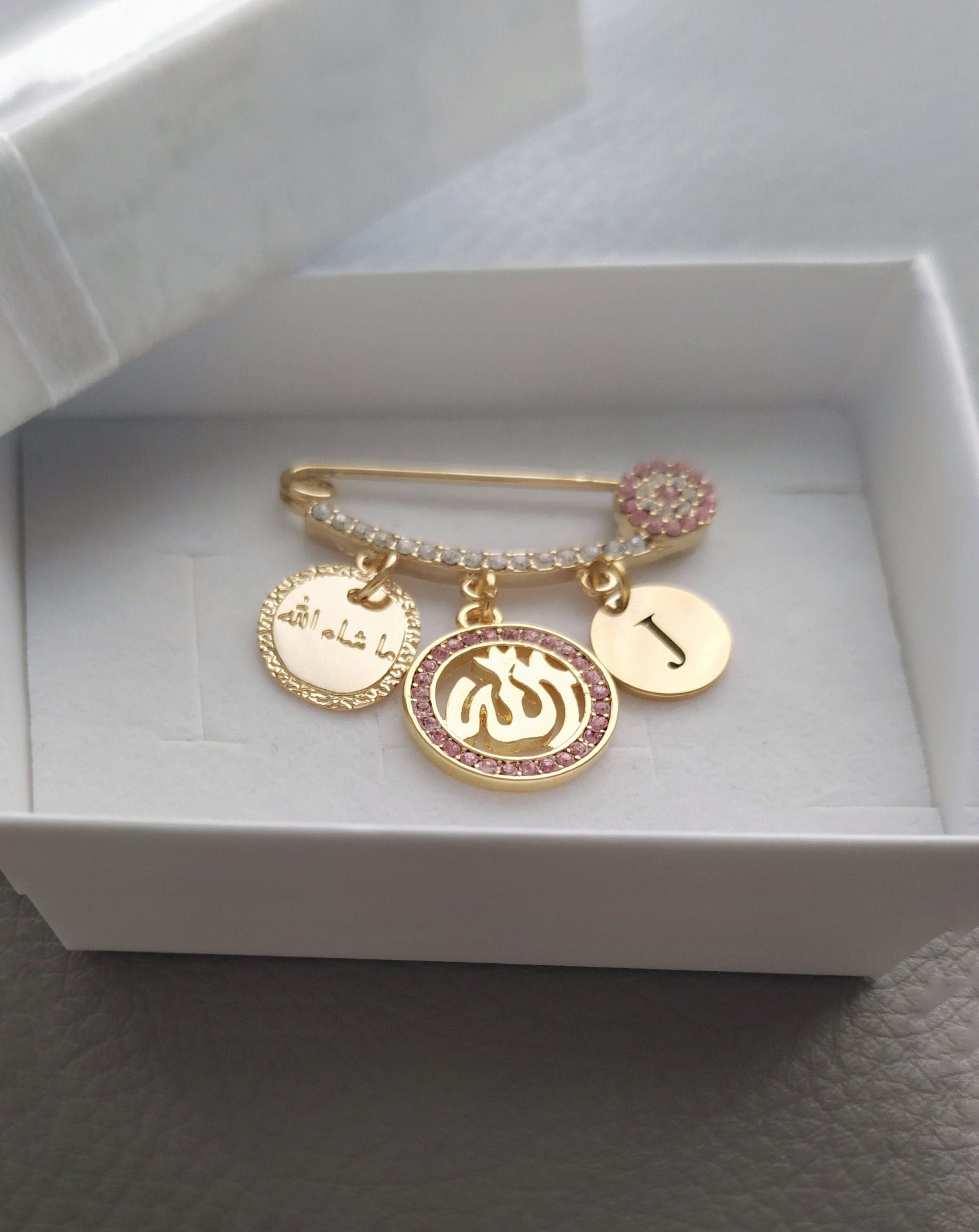 Mashallah Baby Gift Idea, Masha Allah Arabic Calligraphy, Personalized Baby Pin Brooch for Boys and Girls