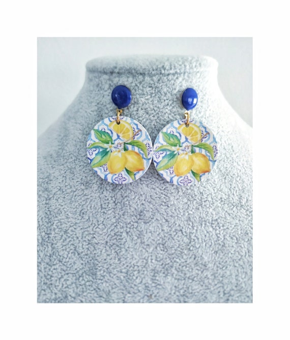 Majolica Italian Lemons Earrings