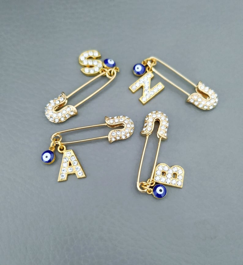 Evil Eye Pin Personalized Initial Pin Custom Evil Eye Safety Etsy