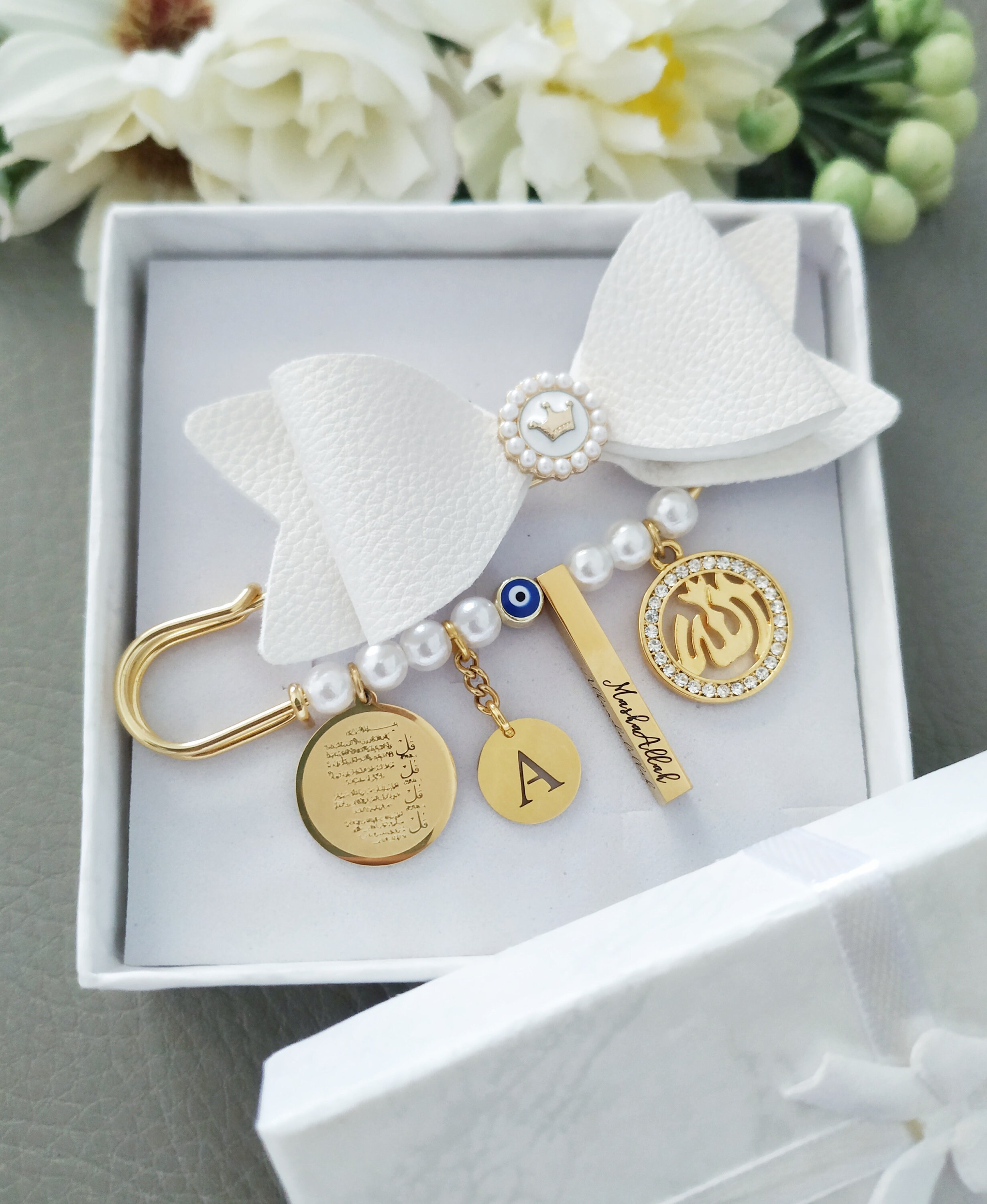 Broche Islamico Mashallah En Árabe - Aleación Con Diamantes De Imitación, Plata O Dorado, 7.2 Cm, Para Bufanda O Ropa