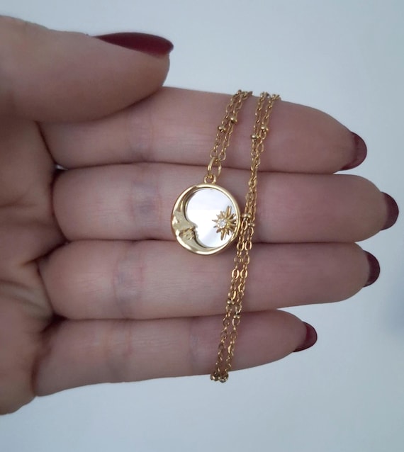 Moon Star Mirror Necklace, Evil Eye Protection, Hexenspiegel Spiritual Jewelry