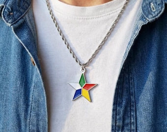 Druze Faith Star Pendant Necklace, Stainless Steel Rope Chain Jewelry
