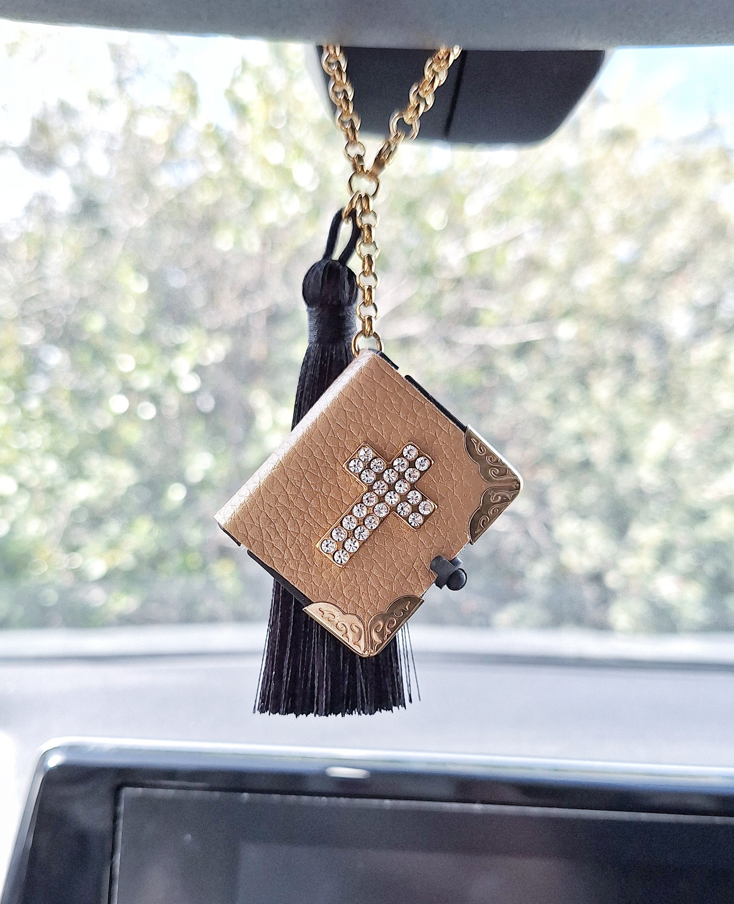 Ciondolo Croce Cristiana Per Specchietto Auto - Con Versetto Bibbia E Design Elegante - Foto 3