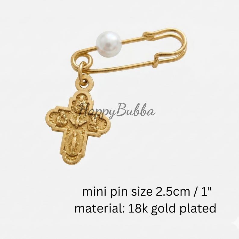 Four Way Cross Medal Baptism Pin, Baby Heirloom Keepsake - Etsy