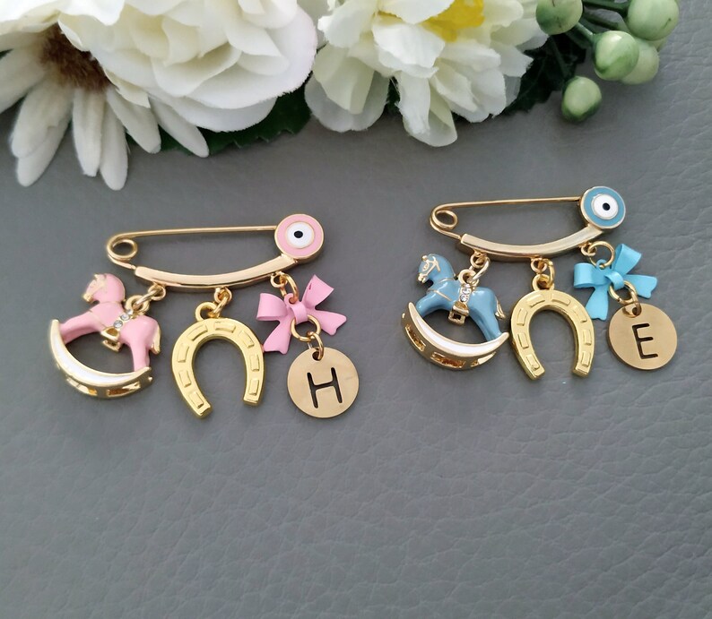 Personalized Baby Pin Brooch Horseshoe Good Luck Charm Etsy