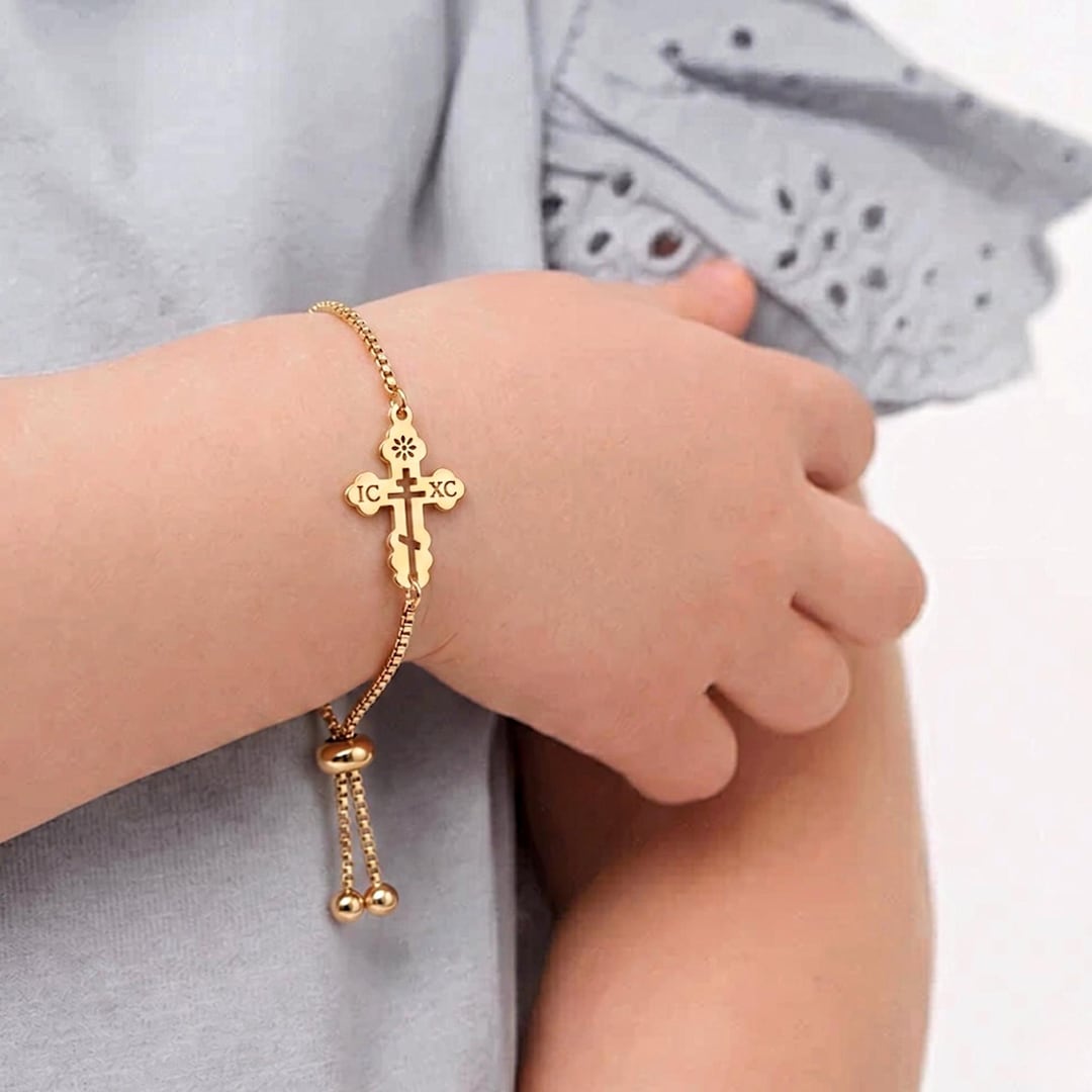 Eastern Orthodox Kids Bracelet, ICXC Three Bar Cross Christian Eastern Orthodox Kids Bracelet, ICXC Three Bar Cross Christian