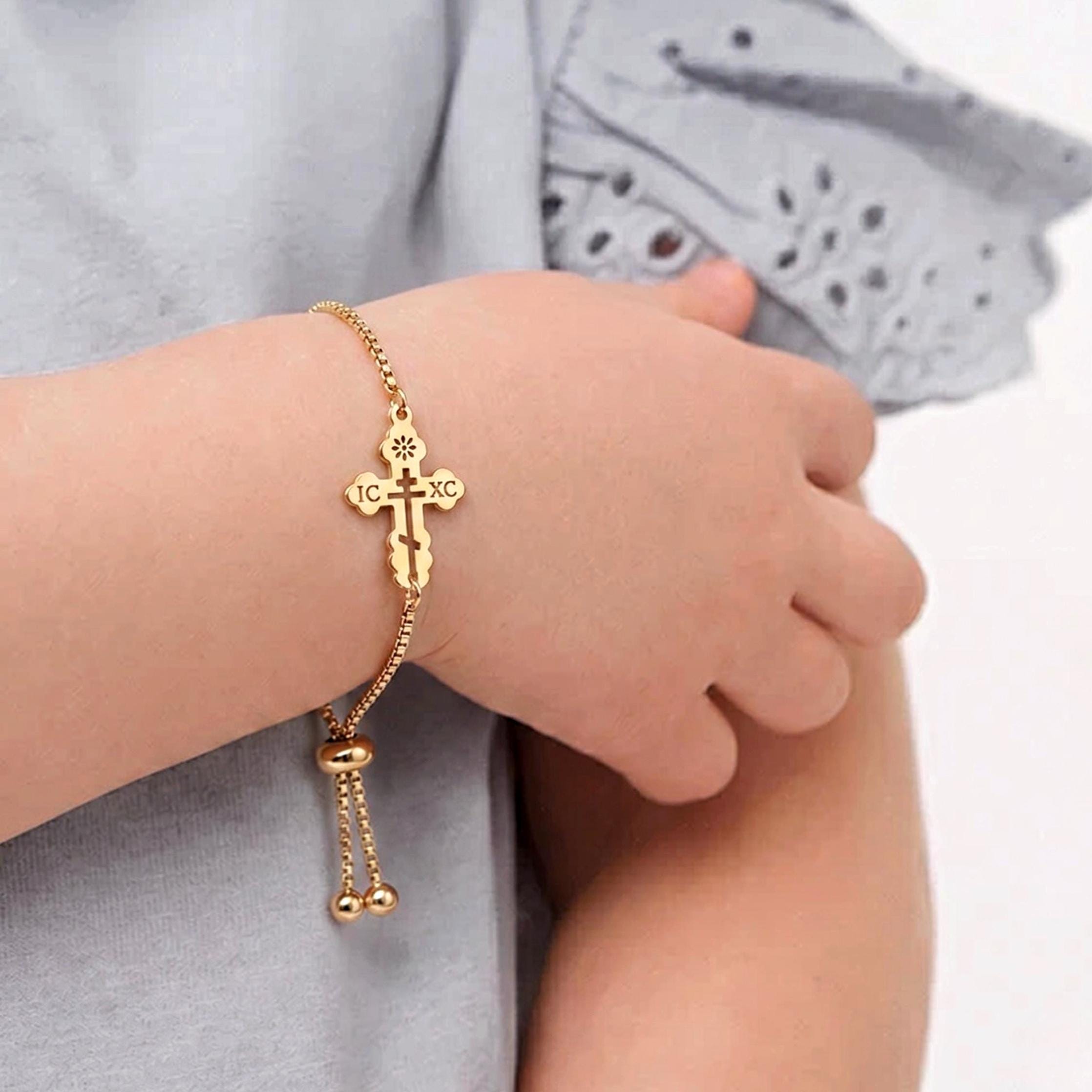 Eastern Orthodox Kids Bracelet, ICXC Three Bar Cross Christian