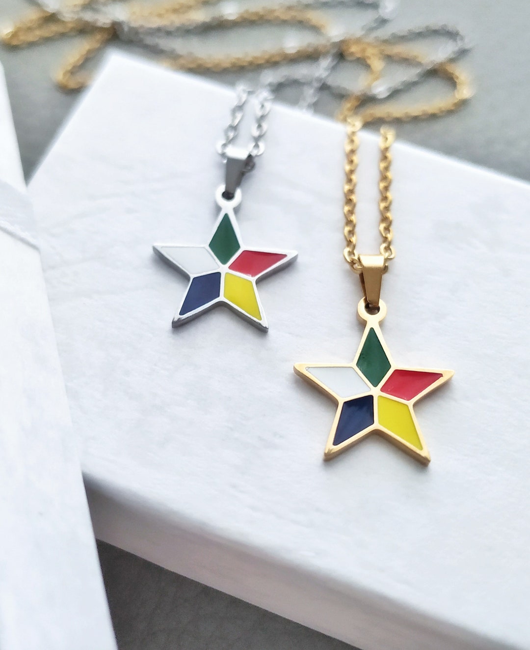 Druze Star Pendant Necklace Etsy