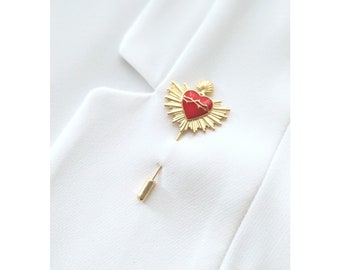 Red Sacred Heart Lapel Pin