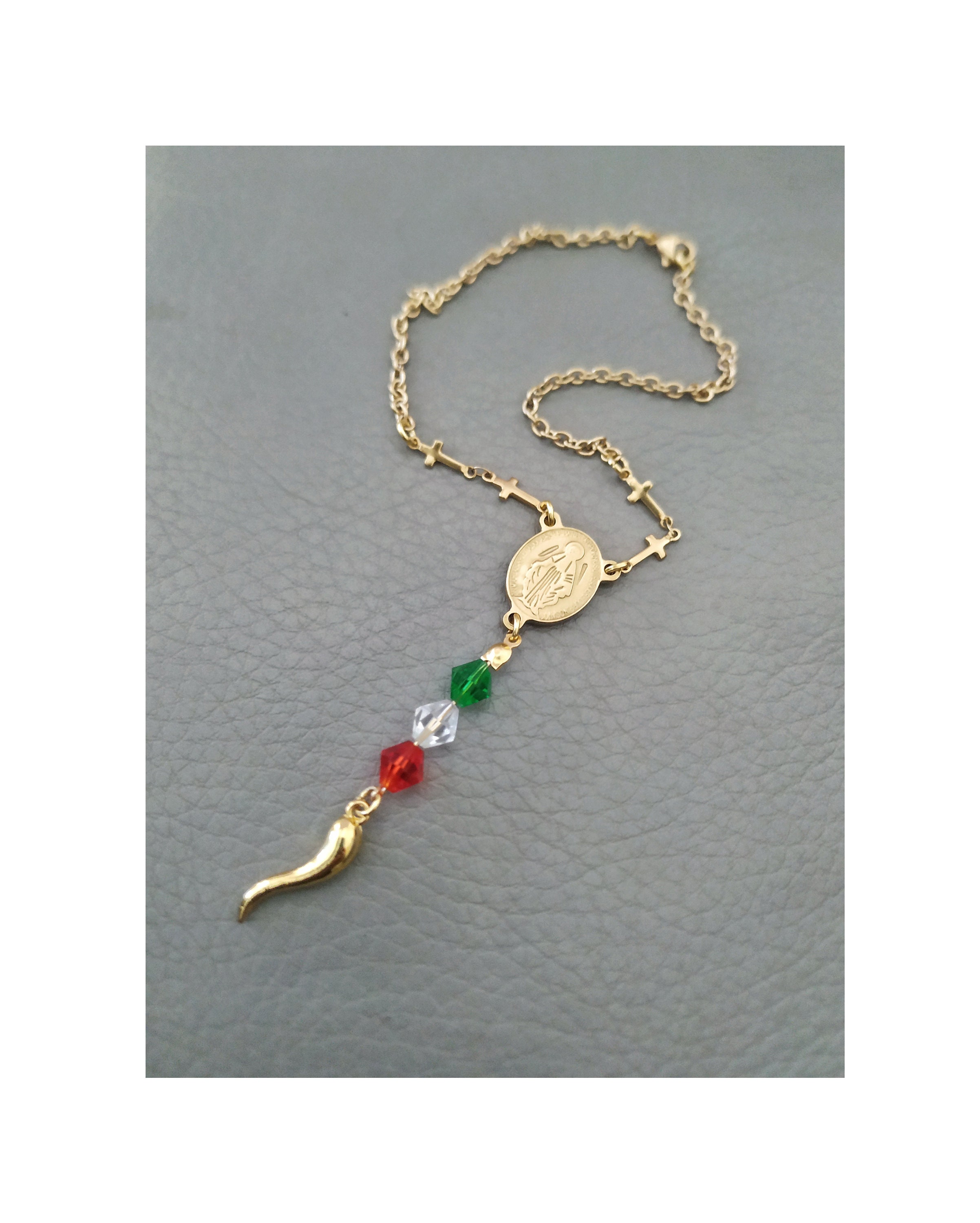 Italian Horn Car Rosary Virgin Mary Cross Charms Lucky Etsy
