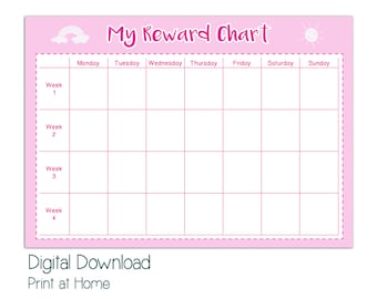Printable reward chart, reward chart for girl, good behaviour, girls reward chart, downloadable chart, toddler reward chart, daily reward