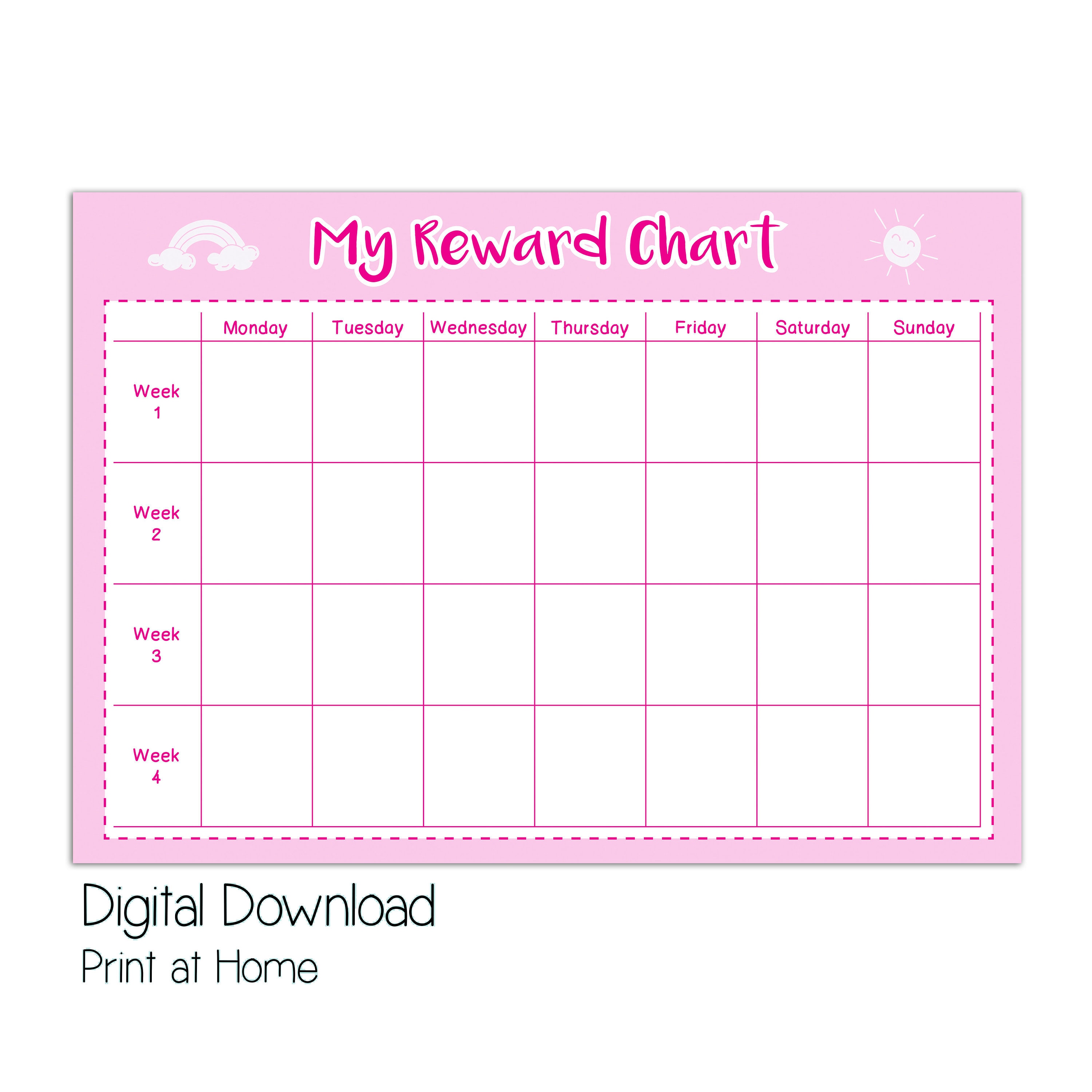 Printable Reward Chart, Reward Chart for Girl, Good Behaviour, Girls ...