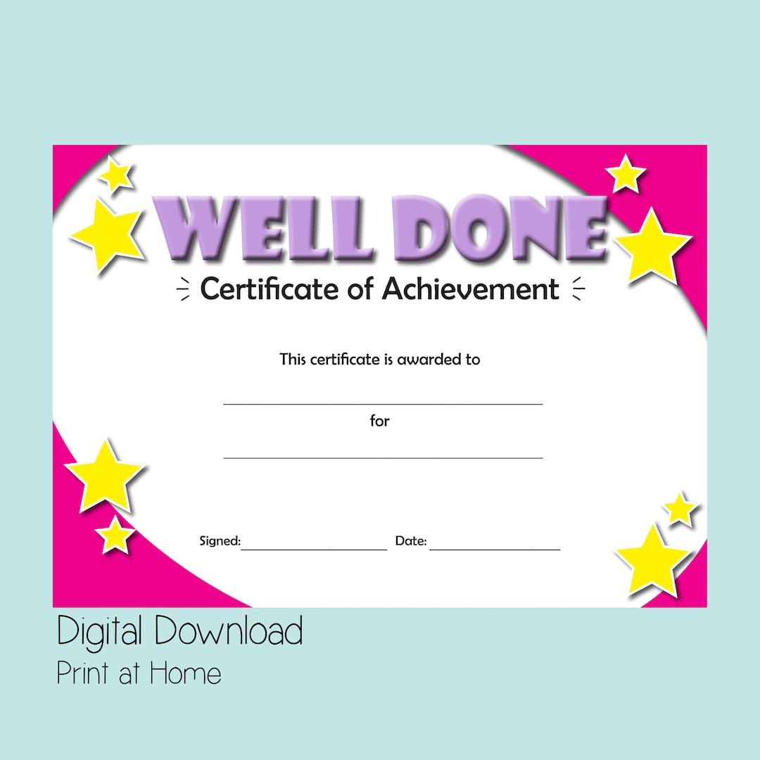 printable-certificate-of-achievement-good-behaviour-reward-digital-download-awards-congratulations-certificate-well-done-gift-for-girls-etsy