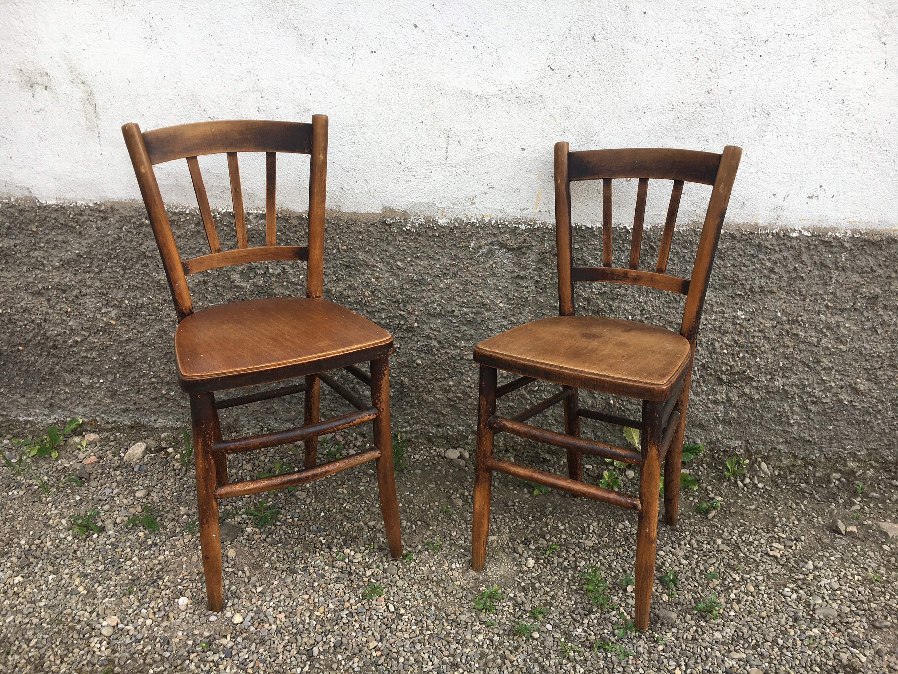 Paire de Chaises Troquet Bistrot Brasserie Bohème Vintage 1950 Ancien Bentwood Old French Furniture 