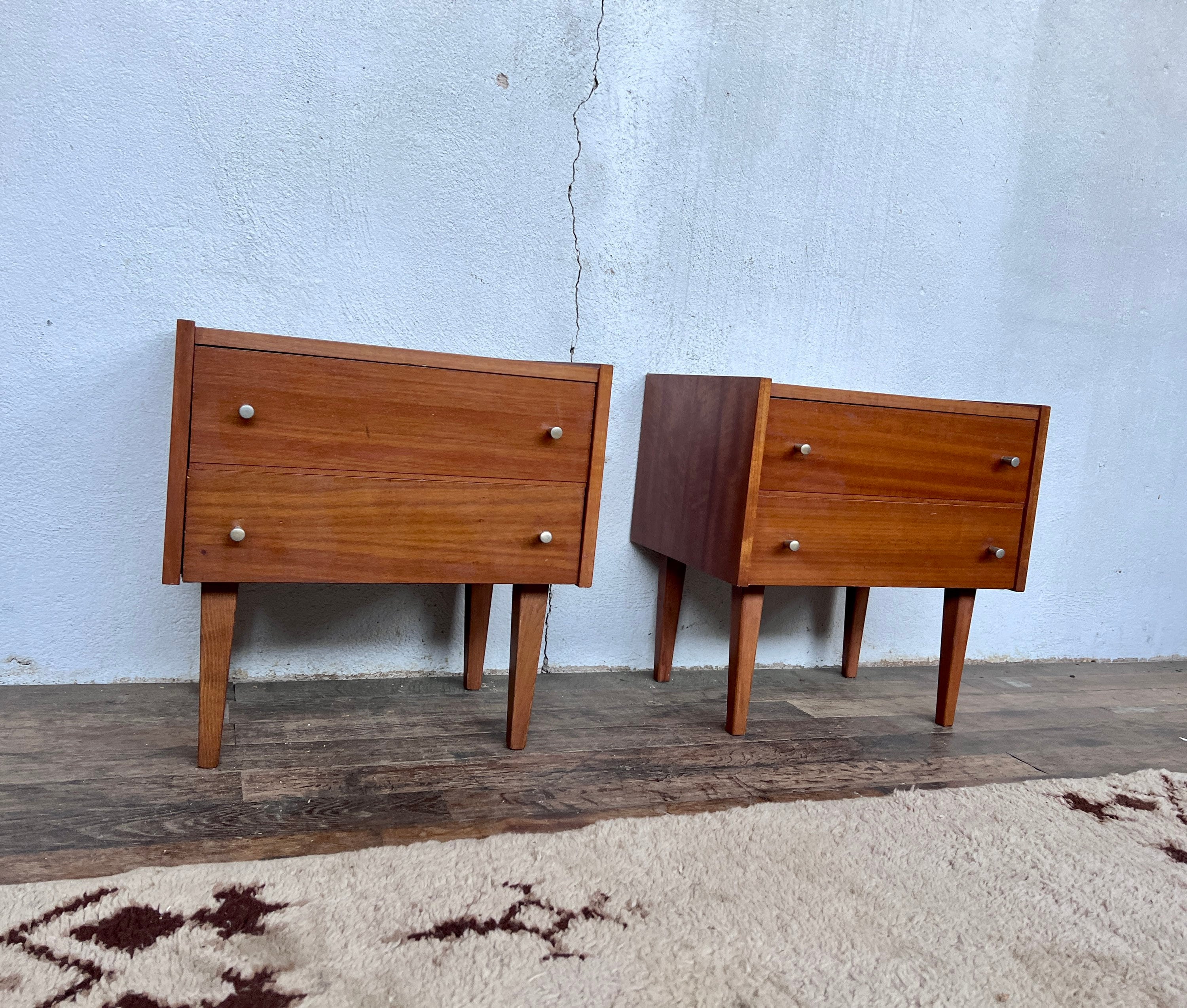 Paire de Table Nuit Chevet Bout Canapé Vintage Ancien 1950 Legrand Design