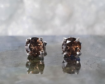Smoky Quartz 5mm Earrings – Practicality & Grounding | Smoky Quartz Stud | Crystal Stud Earrings | Healing Crystal | Crystal Silver Earrings