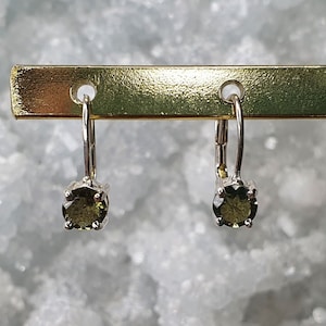 Moldavite Light up my Sky earrings with 5mm faceted Moldavite