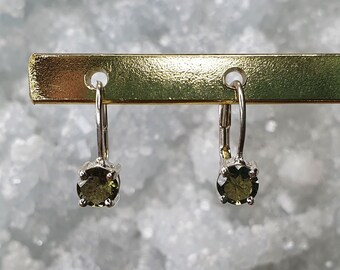 Moldavite Light up my Sky Earrings with 5mm faceted Moldavite