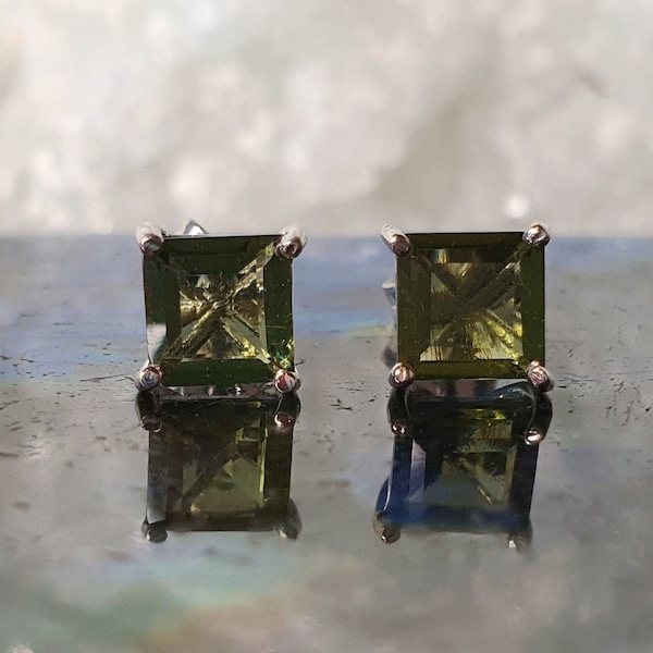 Moldavite Stepping Stones to Transformation Medium earrings with 6mm faceted Moldavite | Crystal Earrings | Meditation | Minimalist