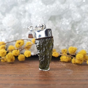 Moldavite Small But Mighty Natural Pendant 2.61 grams 22x10x6mm | Moldavite Chip Pendant