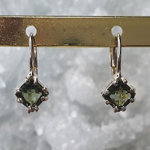 Moldavite Little Diamonds in Life earrings with 5mm faceted Moldavite