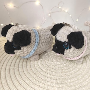Mini Crochet Pug Keychain – Plush Amigurumi Dog Charm – Handmade Soft Toy – Cute Pug Bag Accessory – Gift for Dog Lovers