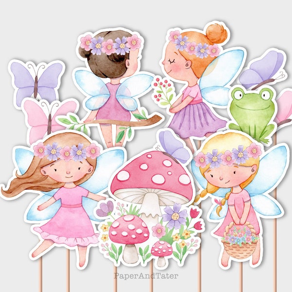 Fairy Cupcake Toppers, Cute Fairy Cake Topper, Fairy Birthday Decoration, Printable Digital Download