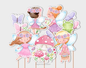 Fairy Cupcake Toppers, Cute Fairy Cake Topper, Fairy Birthday Decoration, Printable Digital Download