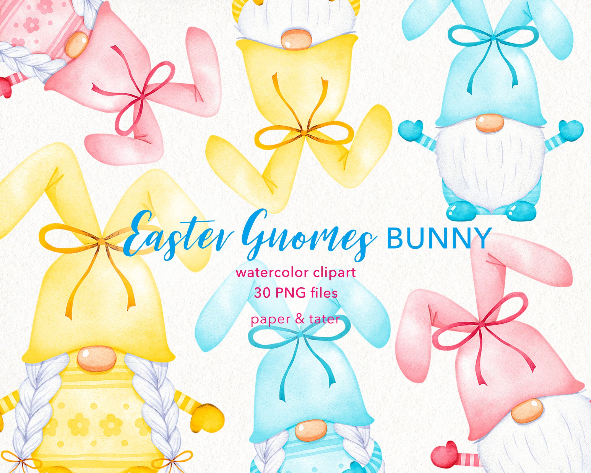 Download Watercolor Bunny Gnomes Easter Clipart Graphics Nordic | Etsy