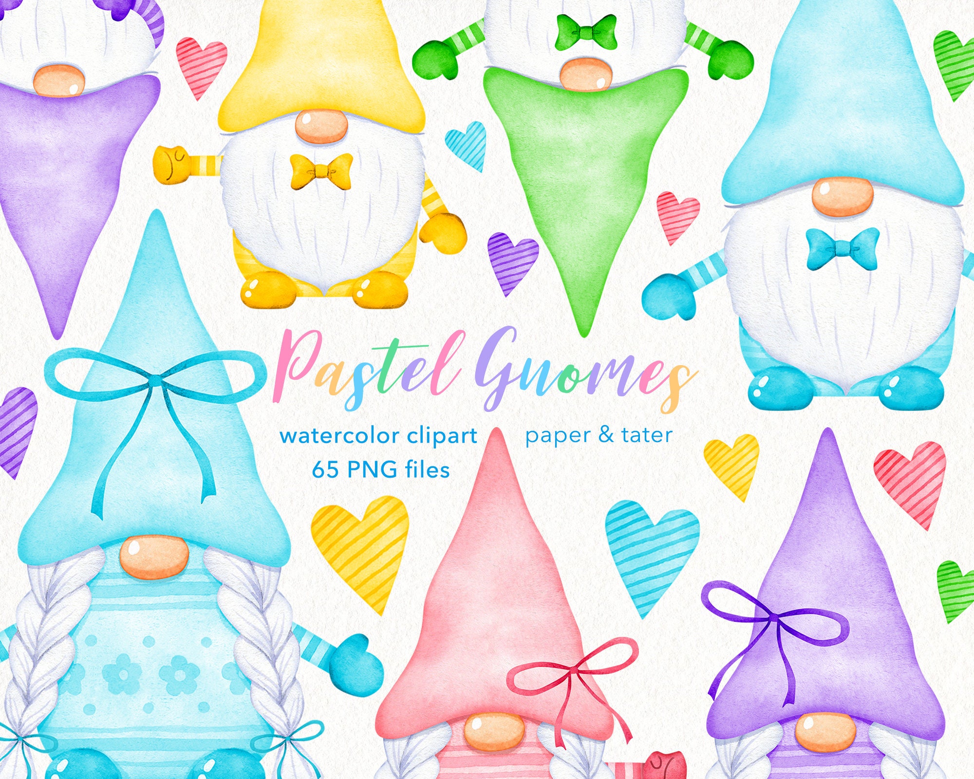 Watercolor Pastel Gnomes Clipart Graphics Nordic Gnomes Etsy