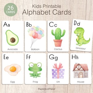 Farewell SALE - Druckbare Alphabet Karteikarten für Kinder - ABC Printable für Vorschul- und Kleinkindlernen - Lernbarer digitaler Download