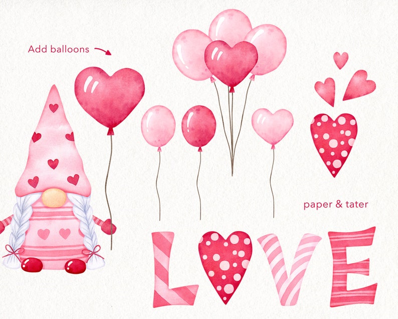 Download Watercolor Valentine Gnomes Clipart Graphics Nordic Gnomes ...
