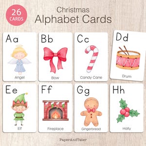 OFERTA DE DESPEDIDA - Tarjetas del alfabeto navideño, tarjetas navideñas con el abecedario, tarjetas didácticas para preescolares