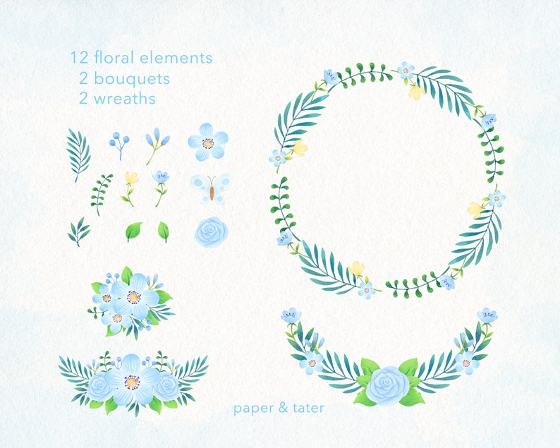 Watercolor Blue Baby Elephant Clipart Graphics Cute Baby Boy - Etsy