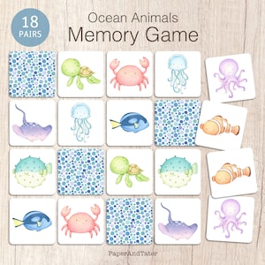 FAREWELL SALE - Ocean Memory-Spiel für Kinder, Meerestier-Matching-Brettspiel, Vorschulaktivität