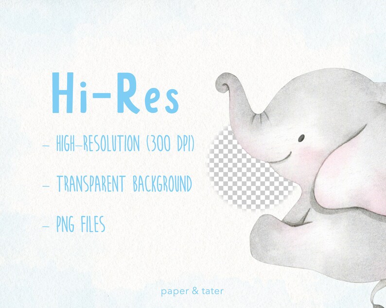 Watercolor Blue Baby Elephant Clipart Graphics Cute Baby Boy - Etsy