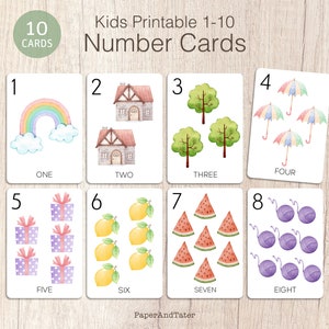 Printable Kids Number Flashcards 1-10 | Educational Learning Tool for Toddlers & Preschoolers | Digital Download