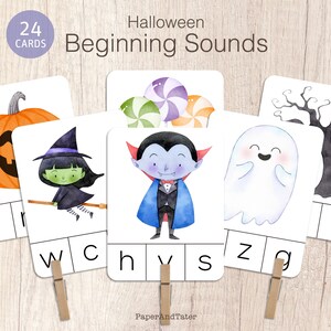 AFSCHEIDSUITVERKOOP - Eerste geluidskaarten Halloween - Begingeluidsactiviteit kleuterschool - Klanken leren kleuterschool