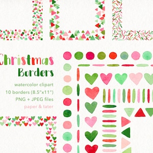 FAREWELL SALE - Watercolor Christmas Borders Clipart Graphics, Colorful Shapes Rainbow Frame, Holiday Confetti Rainbow Overlay, PNG