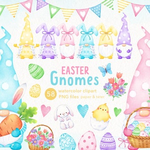 AFSCHEIDSUITVERKOOP - aquarel clipart paaskabouters, pastel lentekabouters, aquarel png